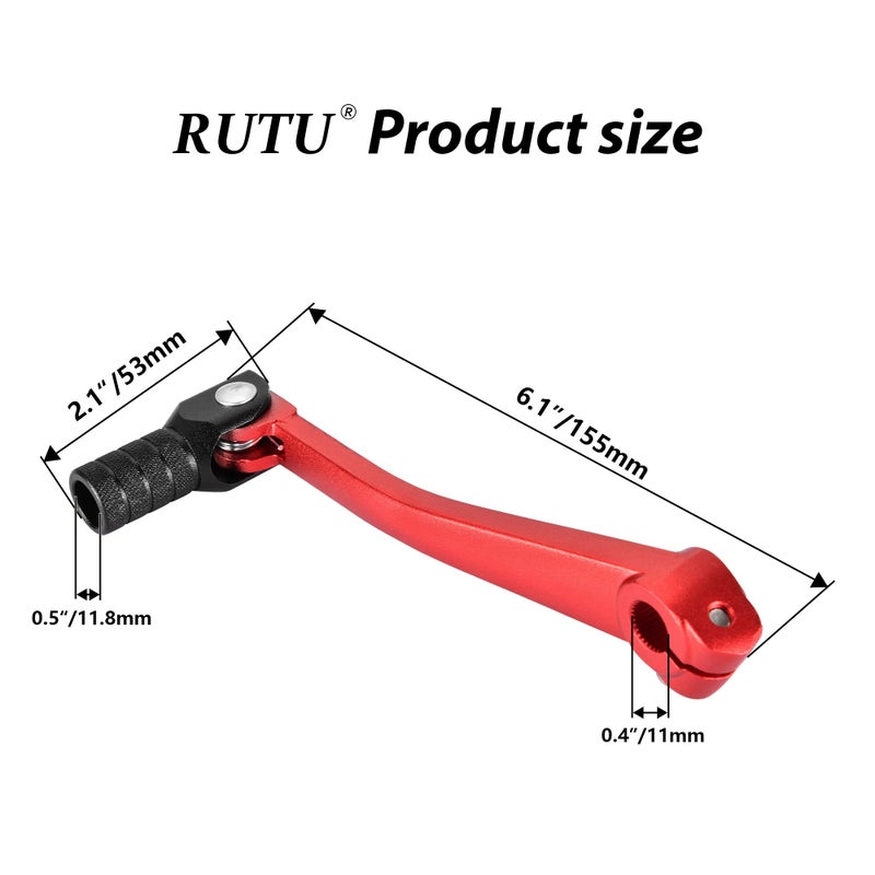 RUTU Folding Gear Shifter Shift Lever, Aluminum Dirt Bike Shift Lever, Compatible with XR50 CRF50 XR CRF 50cc 70cc 90cc 110cc 125c Motorcycle, Dirt Pit Bike Lifan - Black and Red - Image 2